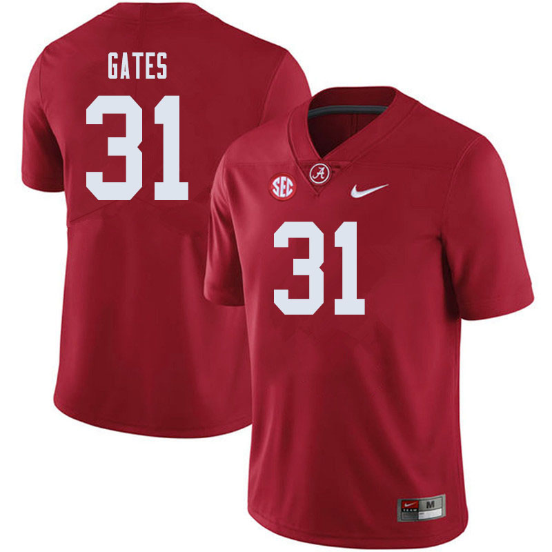 Alabama Crimson Tide Men's A.J. Gates #31 Crimson NCAA Nike Authentic Stitched 2019 College Football Jersey AF16G11IR